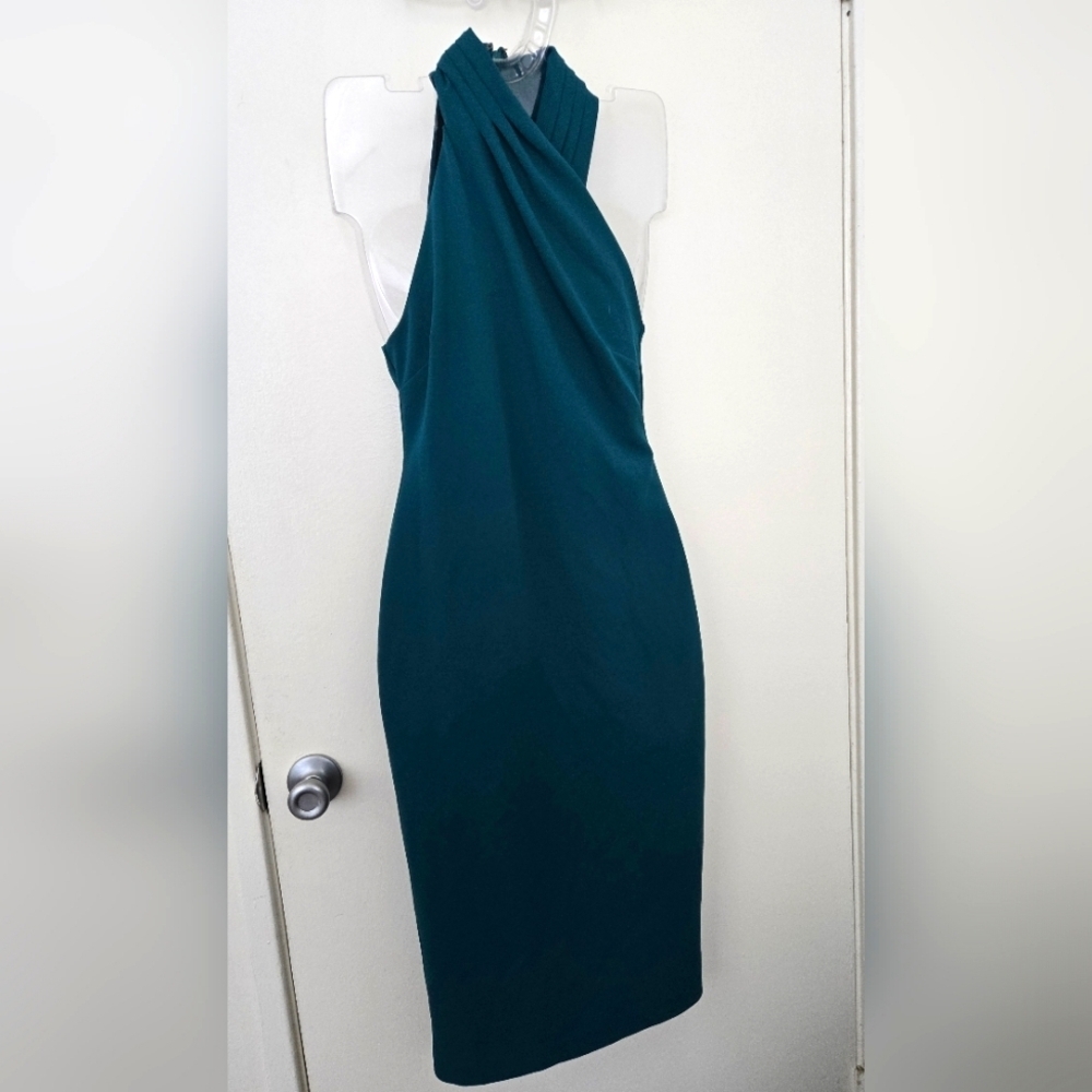 Rachel Rachel Roy Womens Harland Crepe Sleeveless Midi Dress Dark Teal EUC